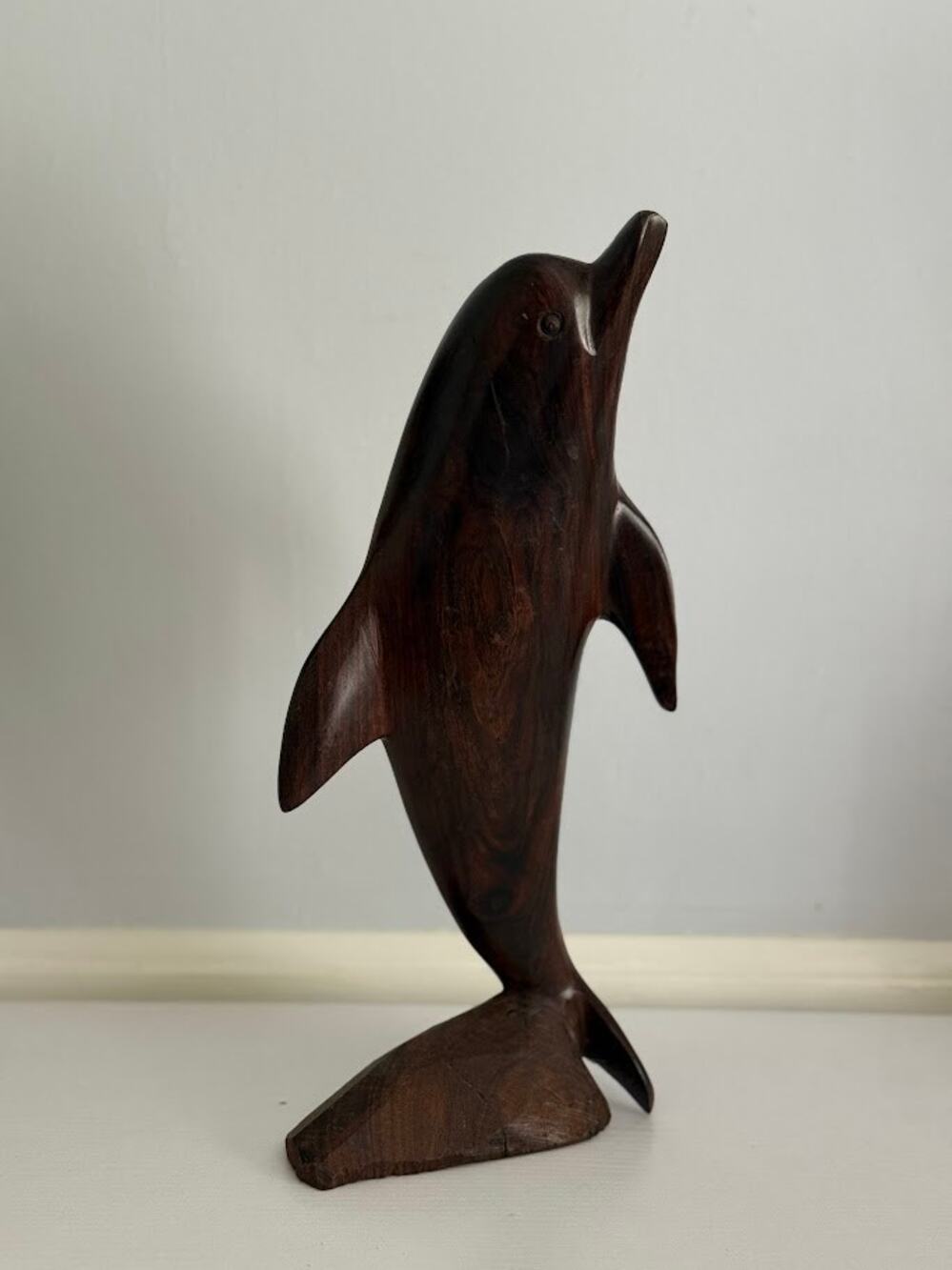 Vintage Carved Ironwood Dolphin Figurine Ocean Collectible Art Sculpture
